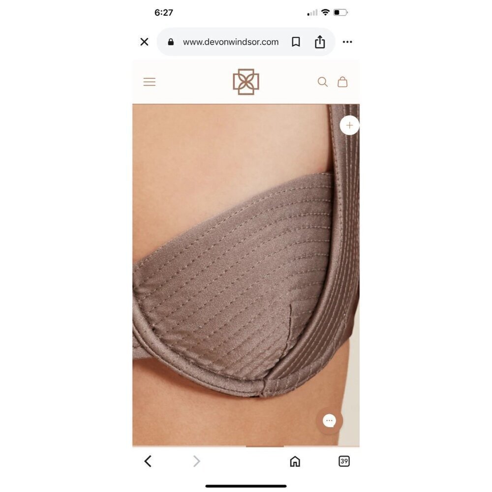 Devon Windsor Size XL Rue Top Bikini Taupe Brown Satin Swim Top - Picture 3 of 13